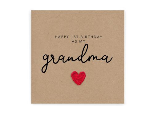 Happy 1st Birthday As My Grandma, First Birthday As My Grandma Card, First Birthday Card, Elephant Birthday Card, Cute Birthday Card (SKU: BD165B)