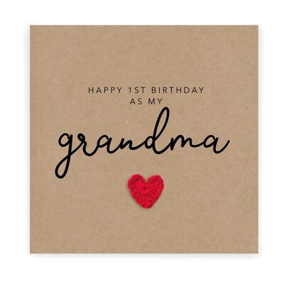 Happy 1st Birthday As My Grandma, First Birthday As My Grandma Card, First Birthday Card, Elephant Birthday Card, Cute Birthday Card (SKU: BD165B)