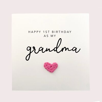 Happy 1st Birthday As My Grandma, First Birthday As My Grandma Card, First Birthday Card, Elephant Birthday Card, Cute Birthday Card (SKU: BD164W)