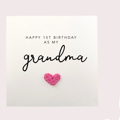 Happy 1st Birthday As My Grandma, First Birthday As My Grandma Card, First Birthday Card, Elephant Birthday Card, Cute Birthday Card (SKU: BD164W)