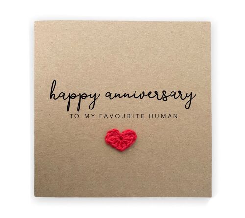 Happy Anniversary To My Favourite Human, Wedding Anniversary Card, Anniversary Card Favourite Person, Card for Partner, Wife, Husband (SKU: A038B)
