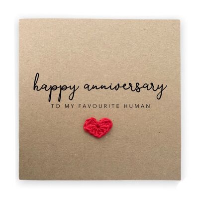 Happy Anniversary To My Favourite Human, Wedding Anniversary Card, Anniversary Card Favorite Person, Card for Partner, Wife, Ehemann (SKU: A038B)