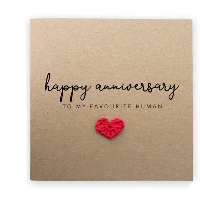 Happy Anniversary To My Favourite Human, Wedding Anniversary Card, Anniversary Card Favourite Person, Card for Partner, Wife, Husband (SKU: A038B)