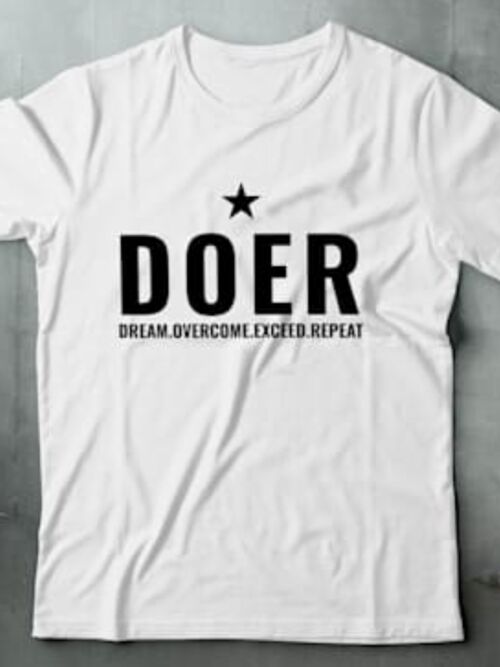 DOER STAR TEE- WHITE - FEED THE HUNGRY