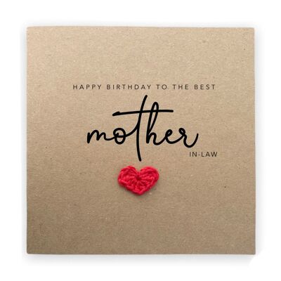 Feliz cumpleaños a la mejor suegra Cumpleaños simple para madre mamá - tarjeta de nuera - Tarjeta hecha a mano - Enviar al destinatario (SKU: BD167B)