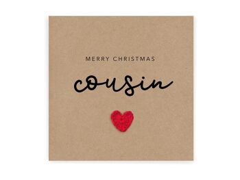 Joyeux Noël cousin - Carte de Noël simple Cousin - Carte de Noël de tante - Carte de Noël Carte rustique pour son cousin simple (SKU : CH008B)