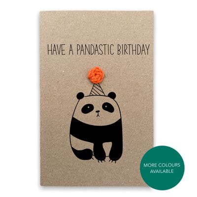 Scheda di compleanno Panda divertente Pun Card - buon compleanno panda - Scheda divertente gioco di parole - Scheda per lei - Invia al destinatario - Messaggio all'interno (SKU: BD152B)