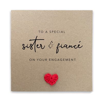 Carte de fiançailles sœur et fiancé, carte de fiançailles pour sœur, carte de fiançailles heureuse de maman, carte de fiançailles félicitations, carte sœur (SKU : WC022B)