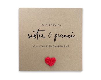 Carte de fiançailles sœur et fiancé, carte de fiançailles pour sœur, carte de fiançailles heureuse de maman, carte de fiançailles félicitations, carte sœur (SKU : WC022B)