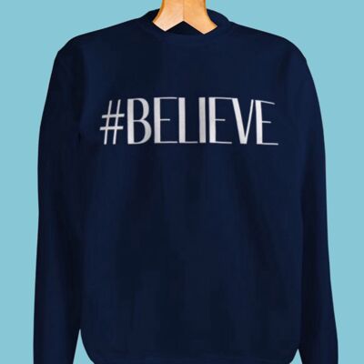 #BELIEVE Sweatshirt – MARINEBLAU/WEISS – FEED THE HUNGRY