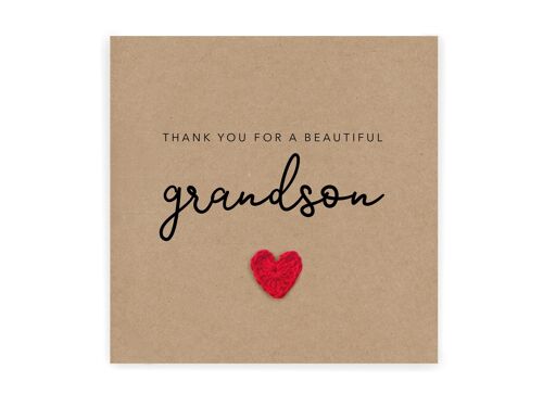 Thank You For New Grandson Card, Beautiful Baby Grandson, Grandchild, Birth of Grandson, Daughter, Son, Daughter in Law, Boy, Congratulation (SKU: NB017B)