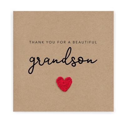 Gracias por la nueva tarjeta de nieto, hermoso nieto, nieto, nacimiento de nieto, hija, hijo, nuera, niño, felicitación (SKU: NB017B)