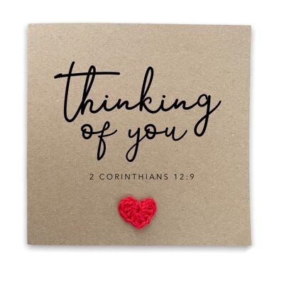 Christian thinking of you Card-  Simple sympathy Card for her - Handmade Breavement Corinthians  Christian Bible Verse - Send to recipient (SKU: SC7B)