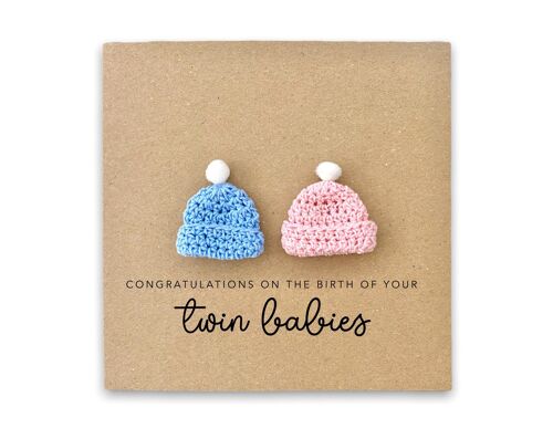 Congratulations Card New Parents to Twins,  Congratulations On The Birth On Your Twins, New Baby Card, Welcome to the World Baby Twins (SKU: NB074B)