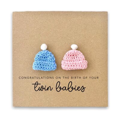 Congratulations Card New Parents to Twins,  Congratulations On The Birth On Your Twins, New Baby Card, Welcome to the World Baby Twins (SKU: NB074B)