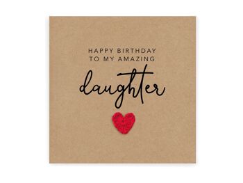 Joyeux anniversaire à ma fille incroyable, carte d'anniversaire simple pour fille, carte de maman, carte d'anniversaire fille, carte d'anniversaire fille (SKU : BD30B)