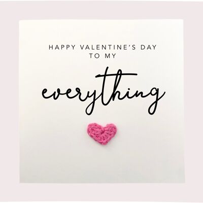 Happy Valentines To My Everything - Simple Valentines card for partner wife husband girlfriend boyfriend - Rustic Card for her / him (SKU: VD36W)