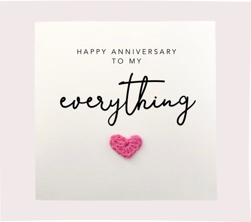 Happy Anniversary To My Everything - Simple Anniversary card for partner wife husband girlfriend boyfriend - Rustic Card for her / him (SKU: A039W)