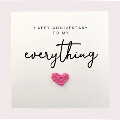 Feliz aniversario para mi todo - Tarjeta de aniversario simple para pareja esposa esposo novia novio - Tarjeta rústica para ella / él (SKU: A039W)