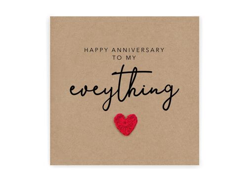 Happy Anniversary To My Everything - Simple Anniversary card for partner wife husband girlfriend boyfriend - Rustic Card for her / him (SKU: A039B)
