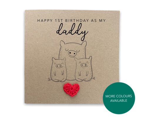 Happy 1st Birthday as my daddy twins - Simple Pig Birthday Card for dad to twins from baby son daughter - Send to recipient (SKU: BD050B)