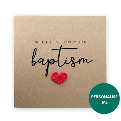 Carte de baptême, carte de baptême, première communion, jour de confirmation, carte de baptême faite à la main simple, carte pour elle, félicitations (SKU : CB2B)