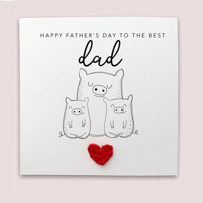 Happy Father's Day to the best mama twins – Simple Pig Vatertagskarte von Baby-Zwillingen von Baby-Sohn-Tochter – an Empfänger senden (SKU: FD4W)