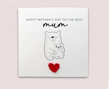 Bonne fête des mères à la meilleure maman - Carte de fête des mères ours simple de bébé de bébé fils fille - Carte simple Envoyer au destinataire (SKU : MD27W)