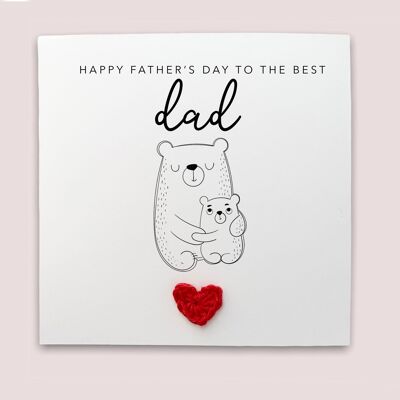 Joyeuse fête des pères au meilleur papa - Carte de fête des pères ours simple de bébé de bébé fils fille - Carte simple Envoyer au destinataire (SKU : FD6W)