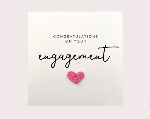 Congratulations on your engagement - Simple Engagement Card for her - Engaged Heart Card - Handmade Crochet Card - Send to recipient (SKU: WC025B)