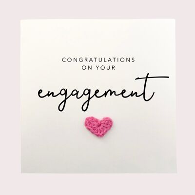 Congratulations on your engagement - Simple Engagement Card for her - Engaged Heart Card - Handmade Crochet Card - Send to recipient (SKU: WC025B)