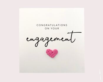 Félicitations pour vos fiançailles - Carte de fiançailles simple pour elle - Carte coeur engagé - Carte au crochet faite à la main - Envoyer au destinataire (SKU : WC025B)