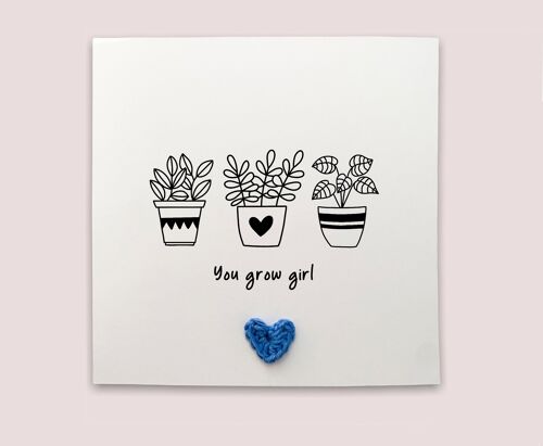 You Grow Girl - You Did It - Plant Card Congratulations on your new job card - Simple proud of you - graduation Appreciation Card (SKU: NJ013W)