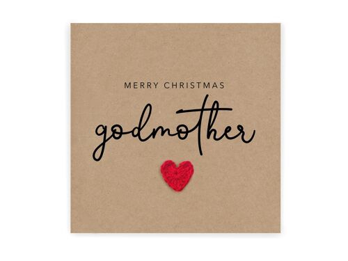 Merry Christmas Godmother - Simple Christmas card godmother - Christmas Card from goddaughter godson Christmas Card Rustic Card for Her (SKU: CH017B)