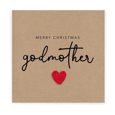 Merry Christmas Godmother - Simple Christmas card godmother - Christmas Card from goddaughter godson Christmas Card Rustic Card for Her (SKU: CH017B)