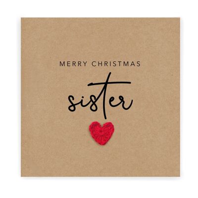 Merry Christmas Sister - Simple Christmas card Sister - Christmas Card from sister - Christmas Card Rustic Card for Her Sister (SKU: CH021B)