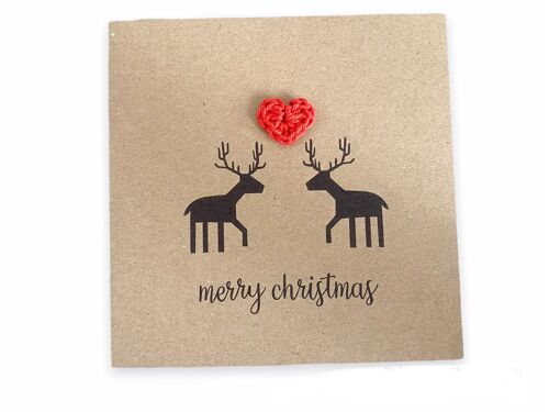Handmade Christmas  Reindeer Crochet Eco Rustic - Card Pack - Christmas Card Set - Xmas Card Set - Simple Card - Merry Christmas (SKU: CH022B)