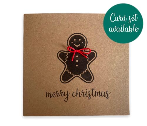 Handmade Christmas ginger bread man funny - Crochet Eco Rustic - Card Pack - Christmas Card Set - Xmas Card Set - Fun Card - Merry Christmas (SKU: CH024B)