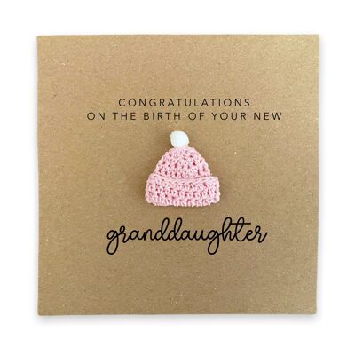 Glückwunschkarte für Großeltern, Karte für eine neue Oma, Glückwünsche zur Geburt Ihrer Enkelin, neue Babykarte, Empfänger (SKU: NB059B)