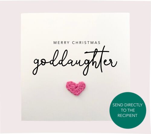 Merry Christmas Goddaughter - Simple Christmas card goddaughter - Christmas Card from godmother godfather  Card Rustic Card for Her (SKU: CH025W)