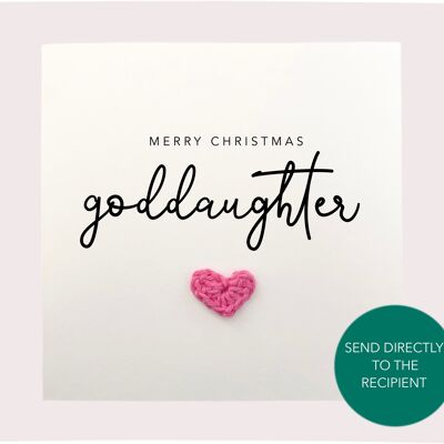 Merry Christmas Goddaughter - Carte de Noël simple filleule - Carte de Noël de la marraine parrain Carte Carte rustique pour elle (SKU: CH025W)