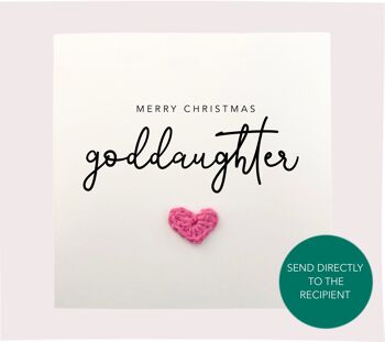 Merry Christmas Goddaughter - Carte de Noël simple filleule - Carte de Noël de la marraine parrain Carte Carte rustique pour elle (SKU: CH025W)