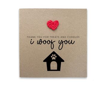 Carte de propriétaire de chien, carte d'anniversaire, carte de Saint-Valentin drôle du chien pour maman, papa, mari, femme, je vous woof, carte de chien drôle, du chien (SKU : VD35B)