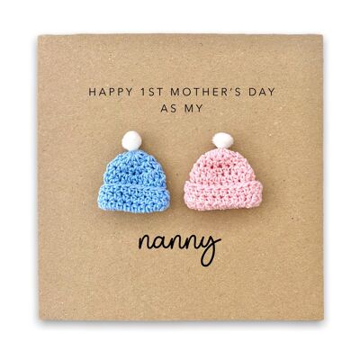 Happy 1st Mothers Day to Twins Card, First Grandma Nanny for Mama, Mothers from Baby, Mothers Day Mum Card 1st Mothers Day Grandma, Twins (SKU: MD061B)