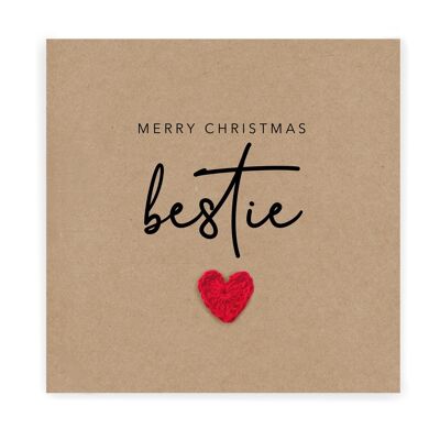 Joyeux Noël Bestie Card - Carte simple pour meilleur ami - Carte de Noël pour ami - Carte de Noël joyeux Noël (SKU : CH027B)