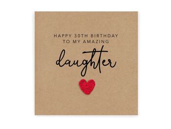 Joyeux 30e anniversaire à ma fille incroyable - Carte d'anniversaire simple pour fille - Carte de maman - Carte au crochet faite à la main - Envoyer au destinataire (SKU : BD074)
