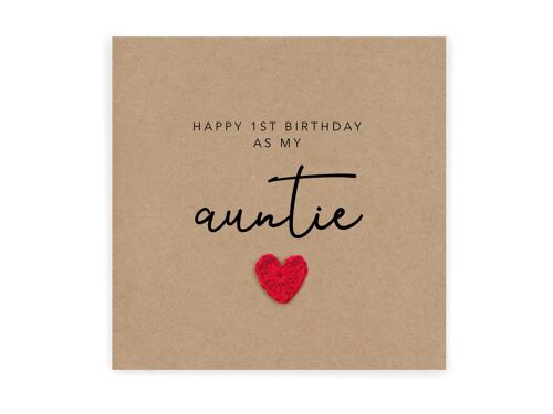 Happy 1st Birthday as my Auntie - Simple Birthday Card for Auntie from baby niece newphew  - Handmade Card for her - Send to recipient (SKU: BD161B)