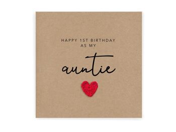 Joyeux 1er anniversaire comme ma tante - Carte d'anniversaire simple pour tante de bébé nièce newphew - Carte faite à la main pour elle - Envoyer au destinataire (SKU : BD161B)