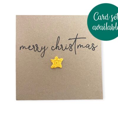 Biglietti natalizi fatti a mano all'uncinetto Buon Natale - Confezione di carte - Set di carte semplici rustiche di Natale - Set di carte di Natale (SKU: CH032B)