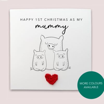 Happy 1st Christmas as my mummy twins card - Christmas Card for mum first christmas twin from baby son daughter bear card - recipient (SKU: CH033W)